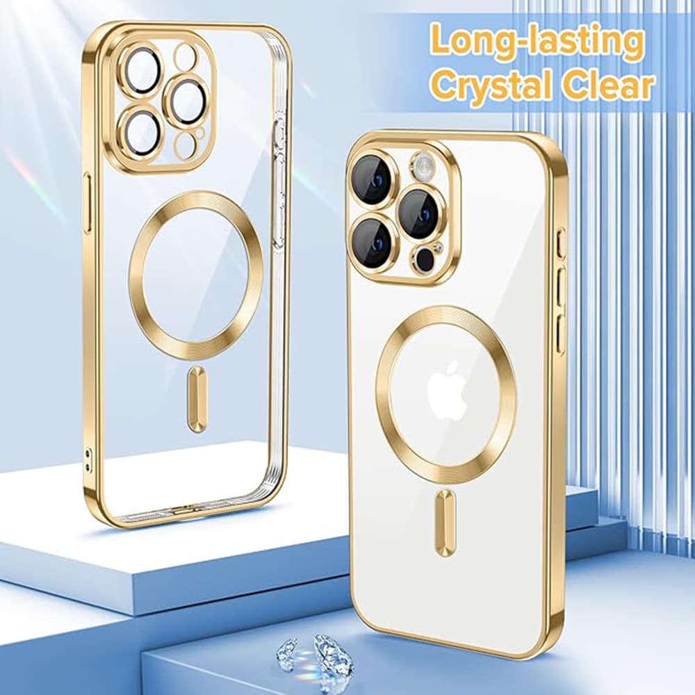 Techsuit Luxusní Křišťál MagSafe iPhone 15 Pro Max Gold - náhled 2