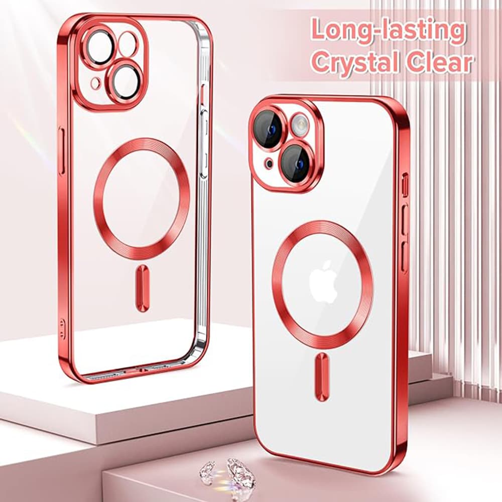 Techsuit Luxusní Krystalové MagSafe iPhone 14 Červené - náhled 2