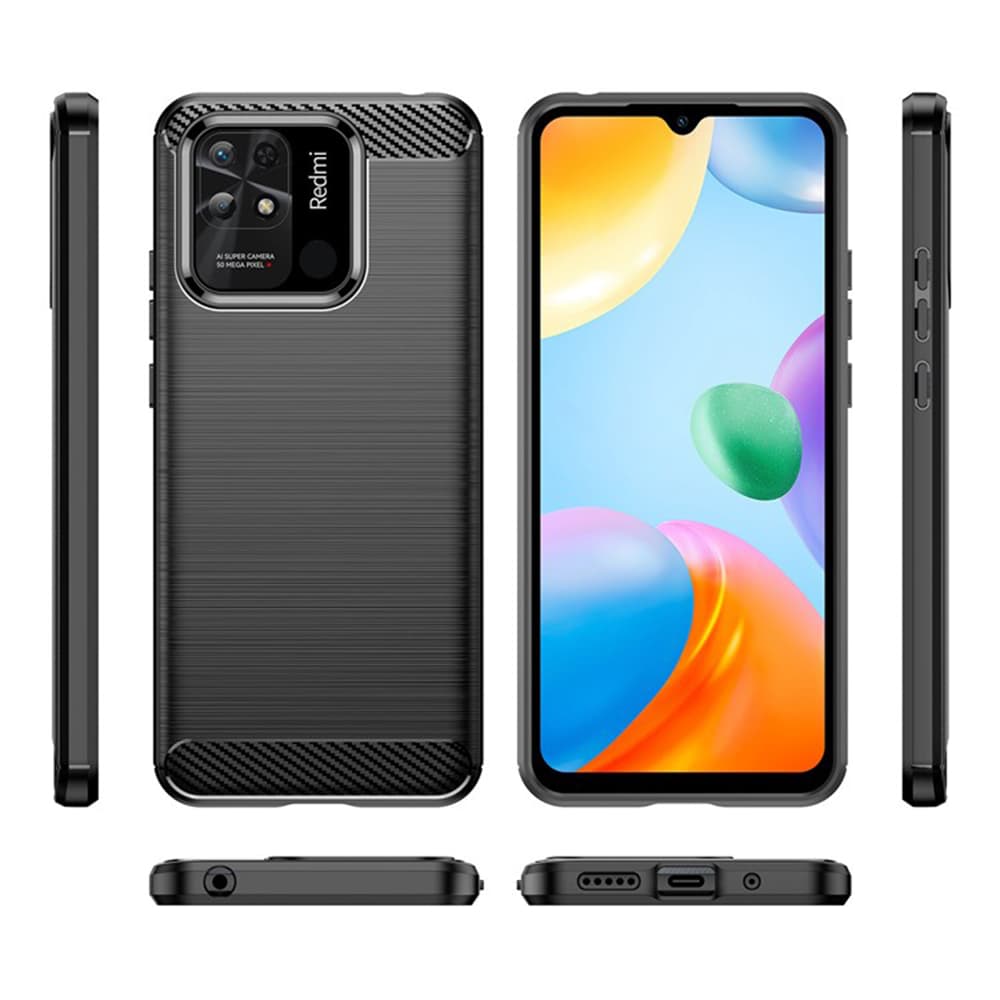 Techsuit Karbon Silikon Xiaomi Redmi 10C Černý - náhled 2