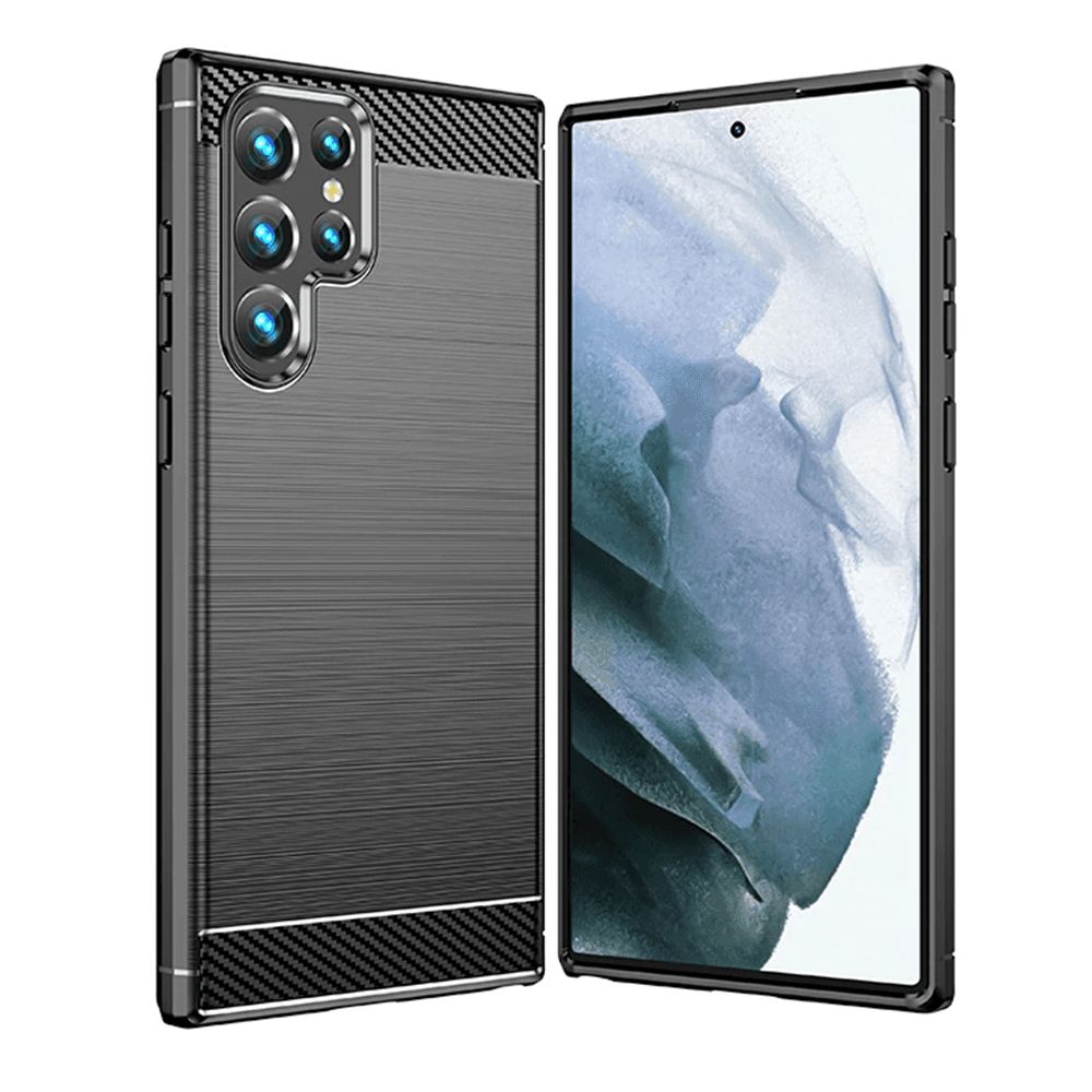 Techsuit Karbon Silikon Samsung Galaxy S22 Ultra Černý - náhled 2