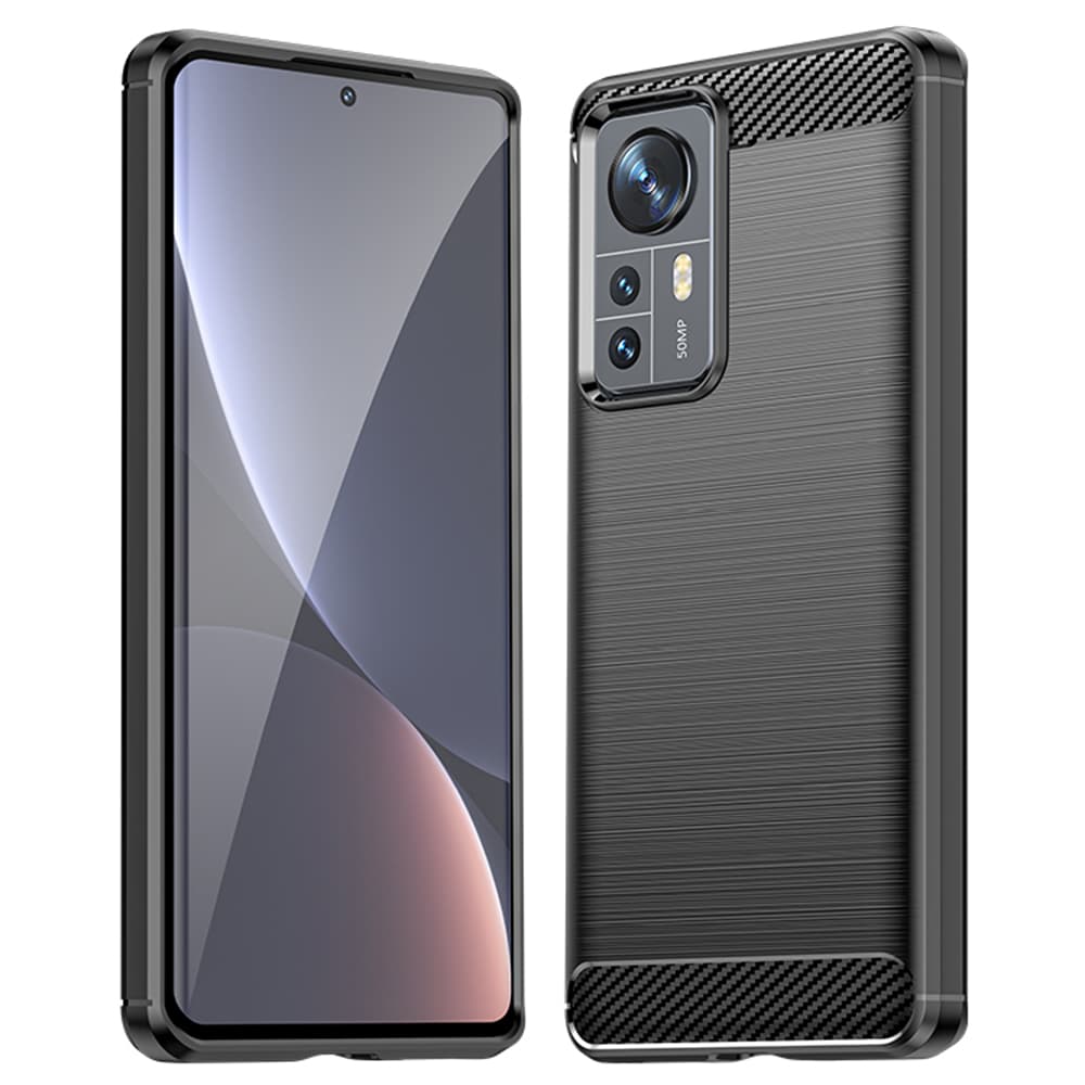 Techsuit Karbon Silikon Xiaomi 12 12X Černý - náhled 2