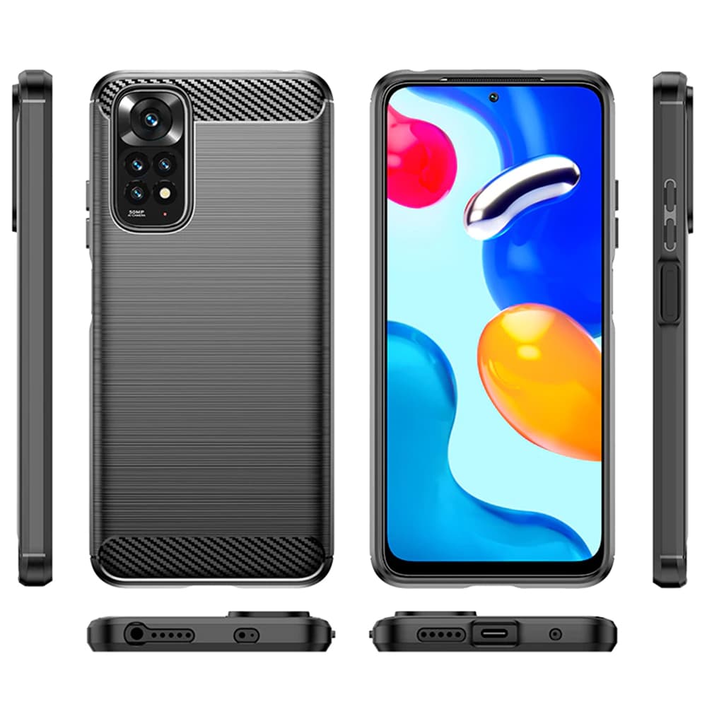 Techsuit Karbon Silikon Xiaomi Redmi Note 11 Note 11S Černý - náhled 2