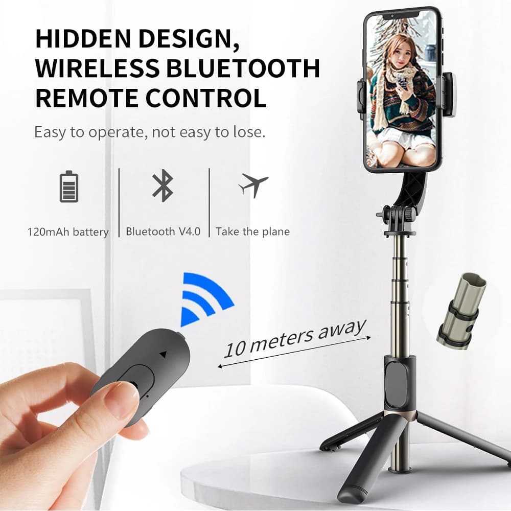 Techsuit Selfie tyč Q08 Stabilní stativ Bluetooth 360° Černá 75cm - náhled 2