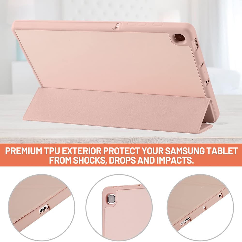 Techsuit Flex Trifold s držákem tužky Samsung Tab S6 Lite Růžový - náhled 2