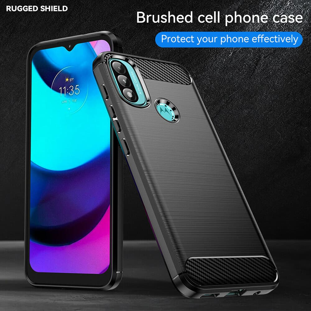 Techsuit Carbon Silicone Motorola Moto E20 Moto E30 Moto E40 Černá - náhled 2