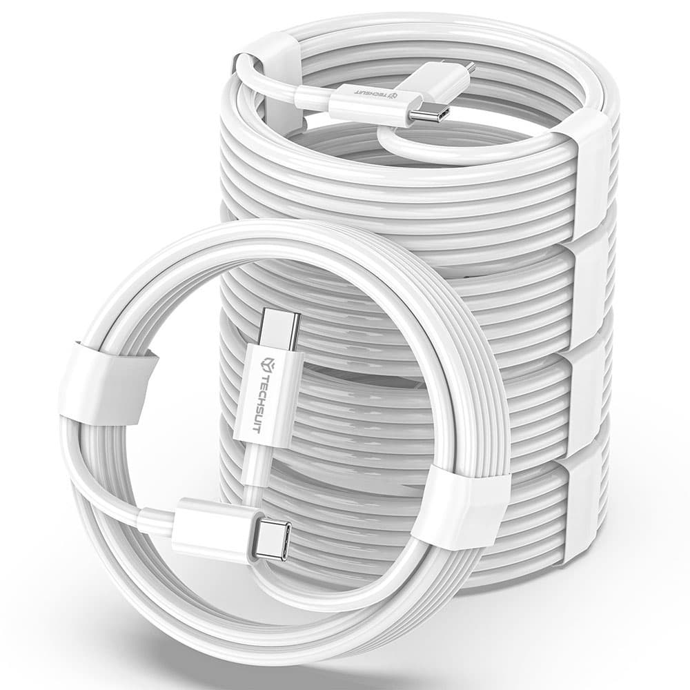 Techsuit Datový kabel PCB130 Type-C na Type-C 60W 1m Bílý - náhled 2