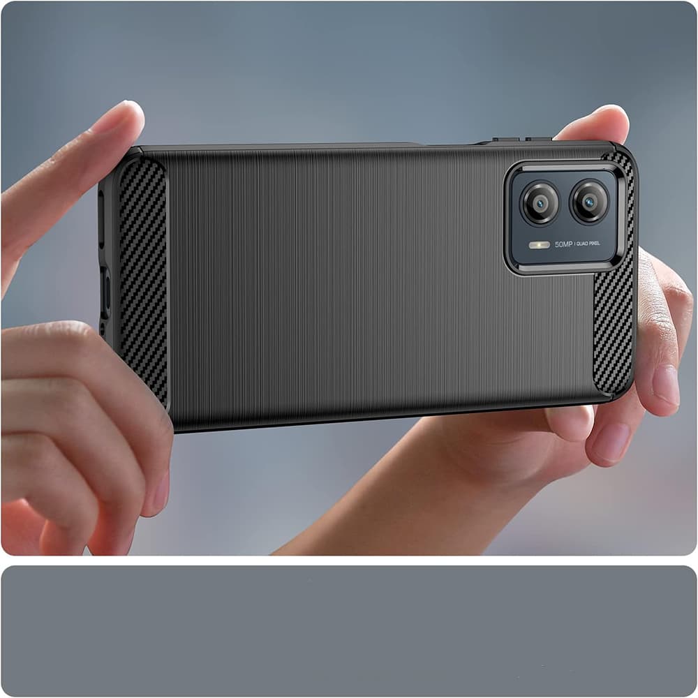 Techsuit Carbon Silicone kryt Motorola Edge50 Fusion Black - náhled 2