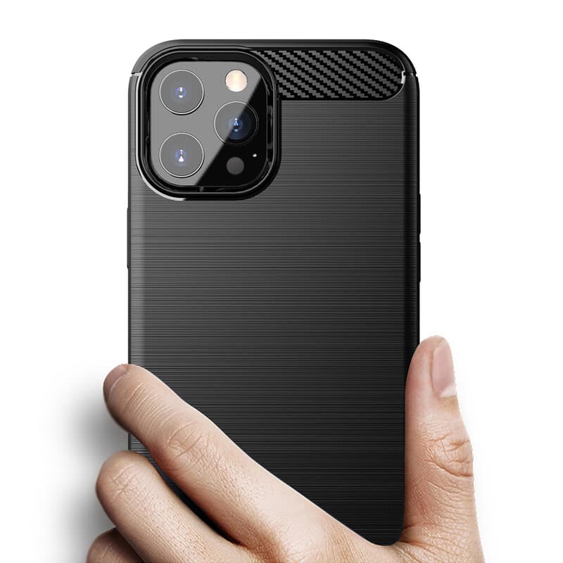 Techsuit Carbon Silicone pro iPhone 13 Pro Max Černá - náhled 2