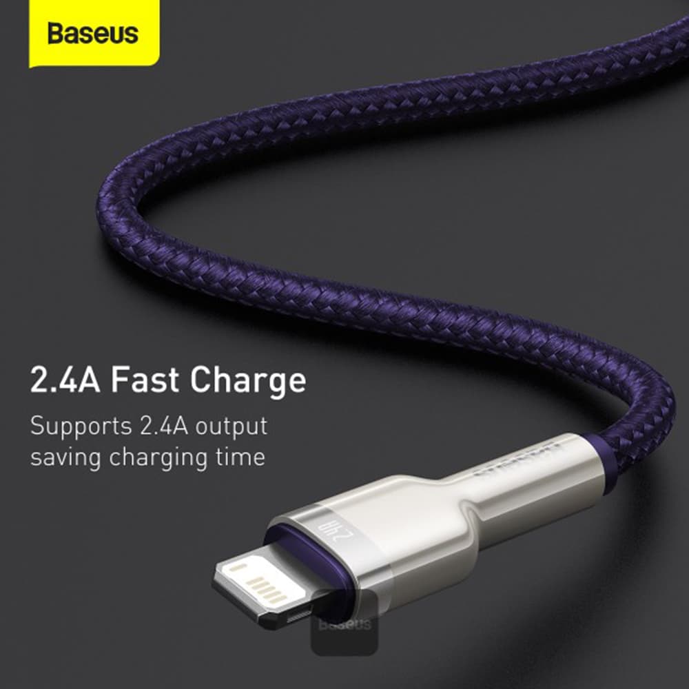 Baseus Cafule Metal CALJK-B05 USB Lightning 2.4A 2m fialový - náhled 2