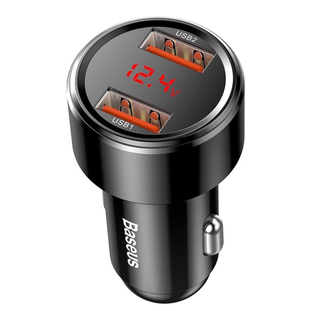 Baseus Autonabíječka Rychlé nabíjení 45W 2x USB Černá - náhled 2