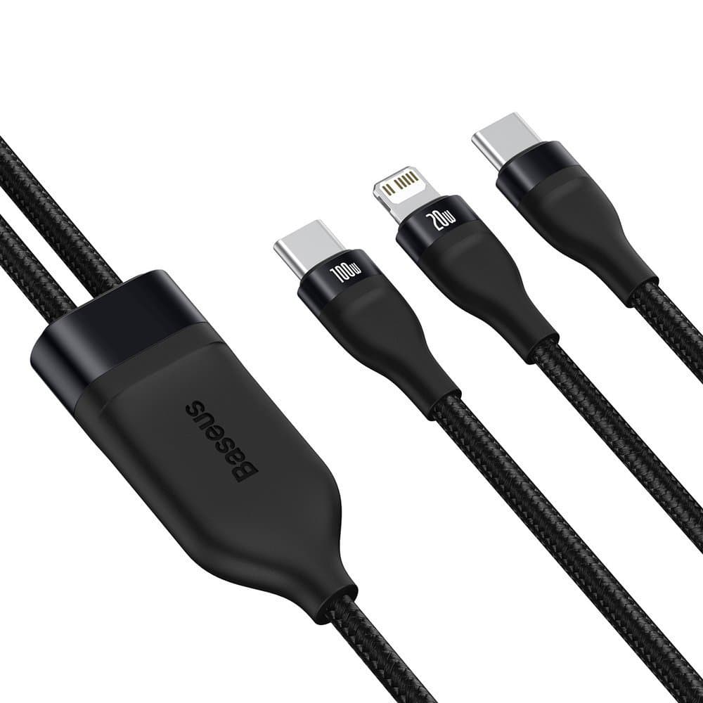 Baseus Kabel Flash Series 2v1 Type-C Lightning 100W 1.2m Černý - náhled 2
