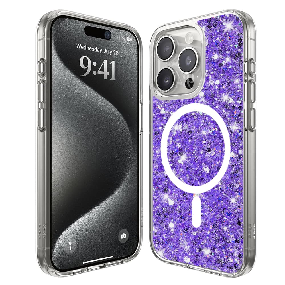 Techsuit Třpytivý Glitter MagSafe iPhone 15 Pro Fialový - náhled 2