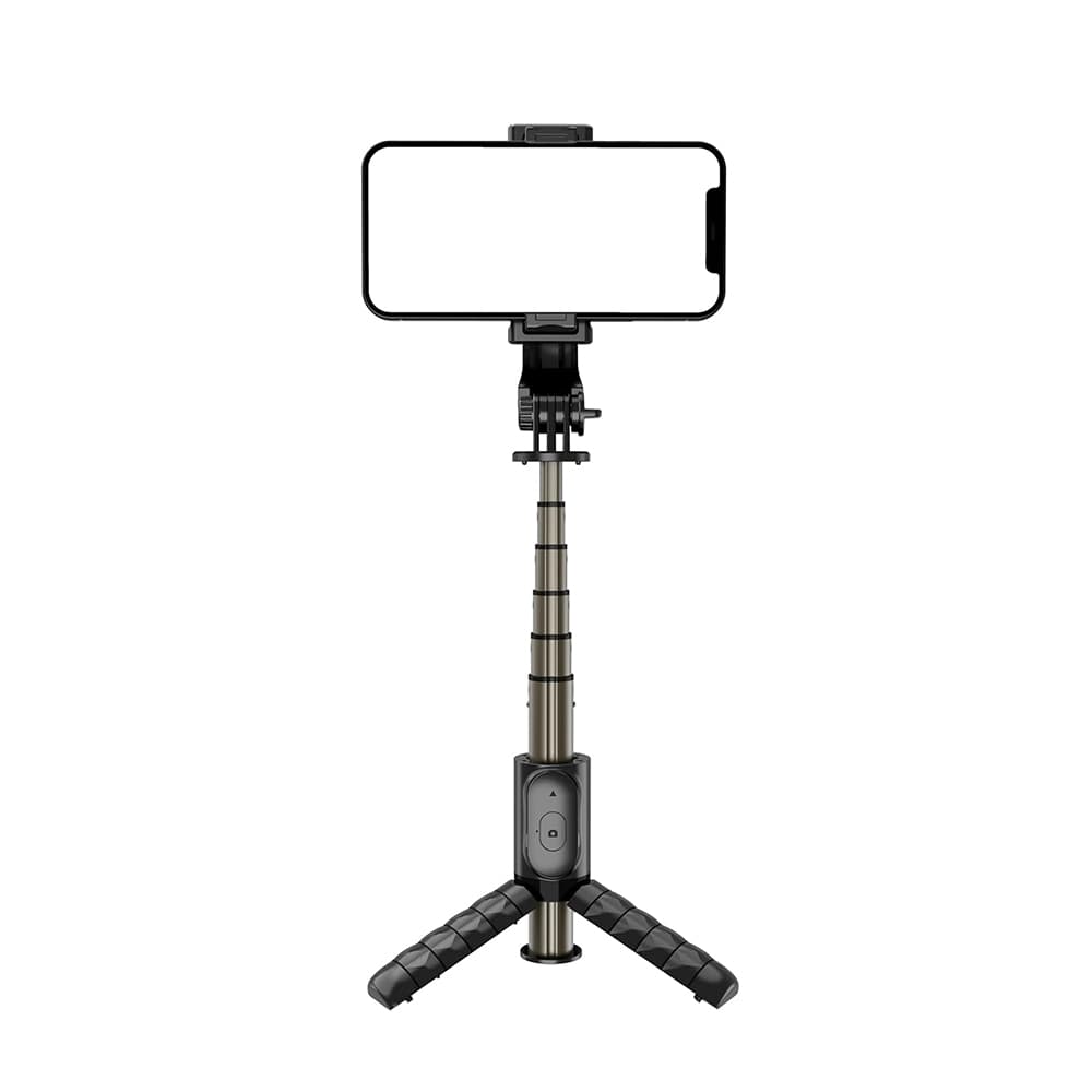 Techsuit Mini Selfie Stick Q10 Gimbal Bluetooth Světlo Černá - náhled 2