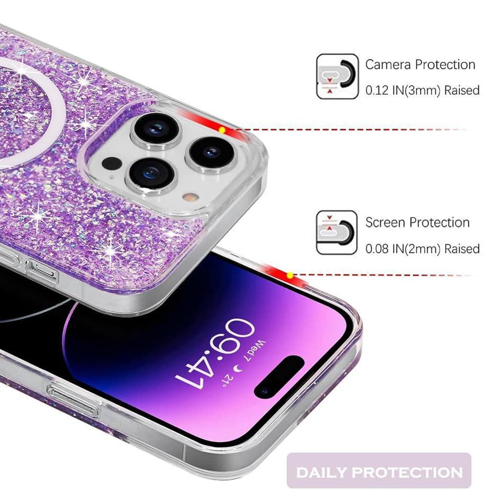 Techsuit Kryt Sparkly Glitter MagSafe iPhone 16 Plus Purple - náhled 2
