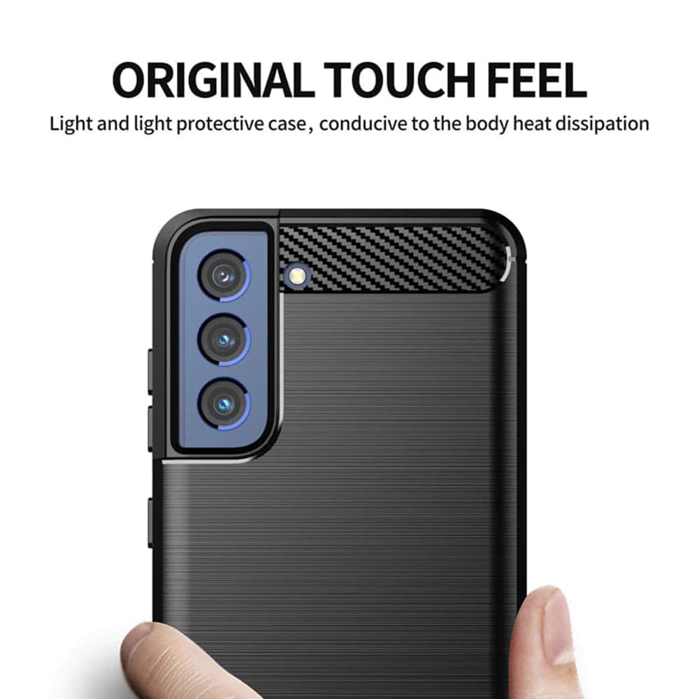 Techsuit Karbon Silikon Kryt Samsung Galaxy S21 FE Černý - náhled 2