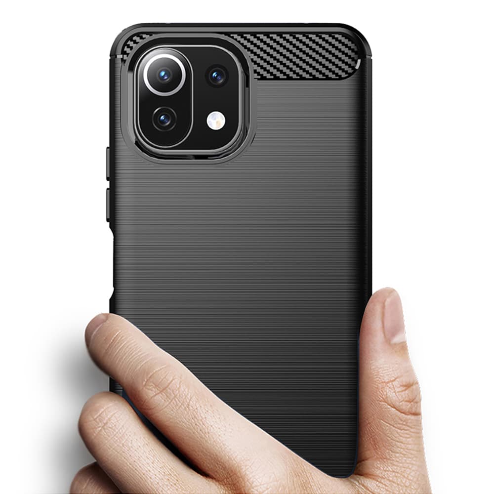 Techsuit Karbon Silikon Xiaomi Mi 11 Lite 4G 5G NE Černý - náhled 2