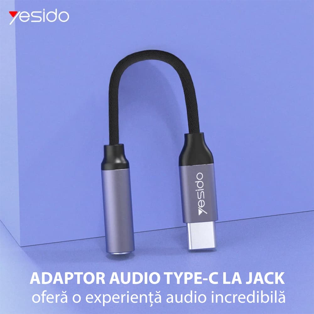 Yesido Audio kabel adaptér YAU19 Type-C na Jack 3.5mm Černý - náhled 2