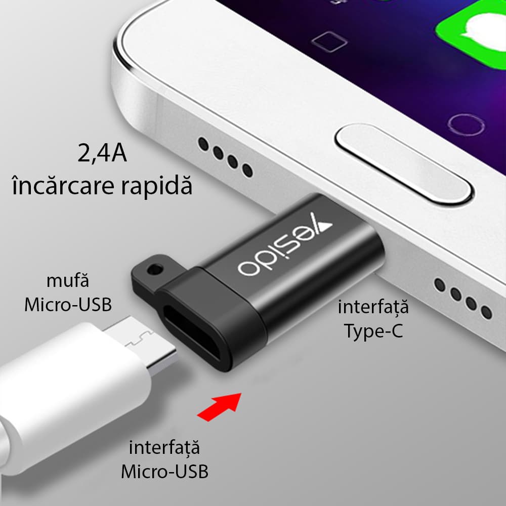 Yesido OTG Adaptér GS04 Micro-USB Type-C 480Mbps Černý - náhled 2