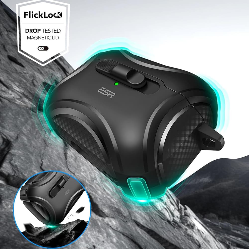 ESR Cyber Magnetické Zamykací Pouzdro HaloLock Apple AirPods Pro 1 2 Black - náhled 2
