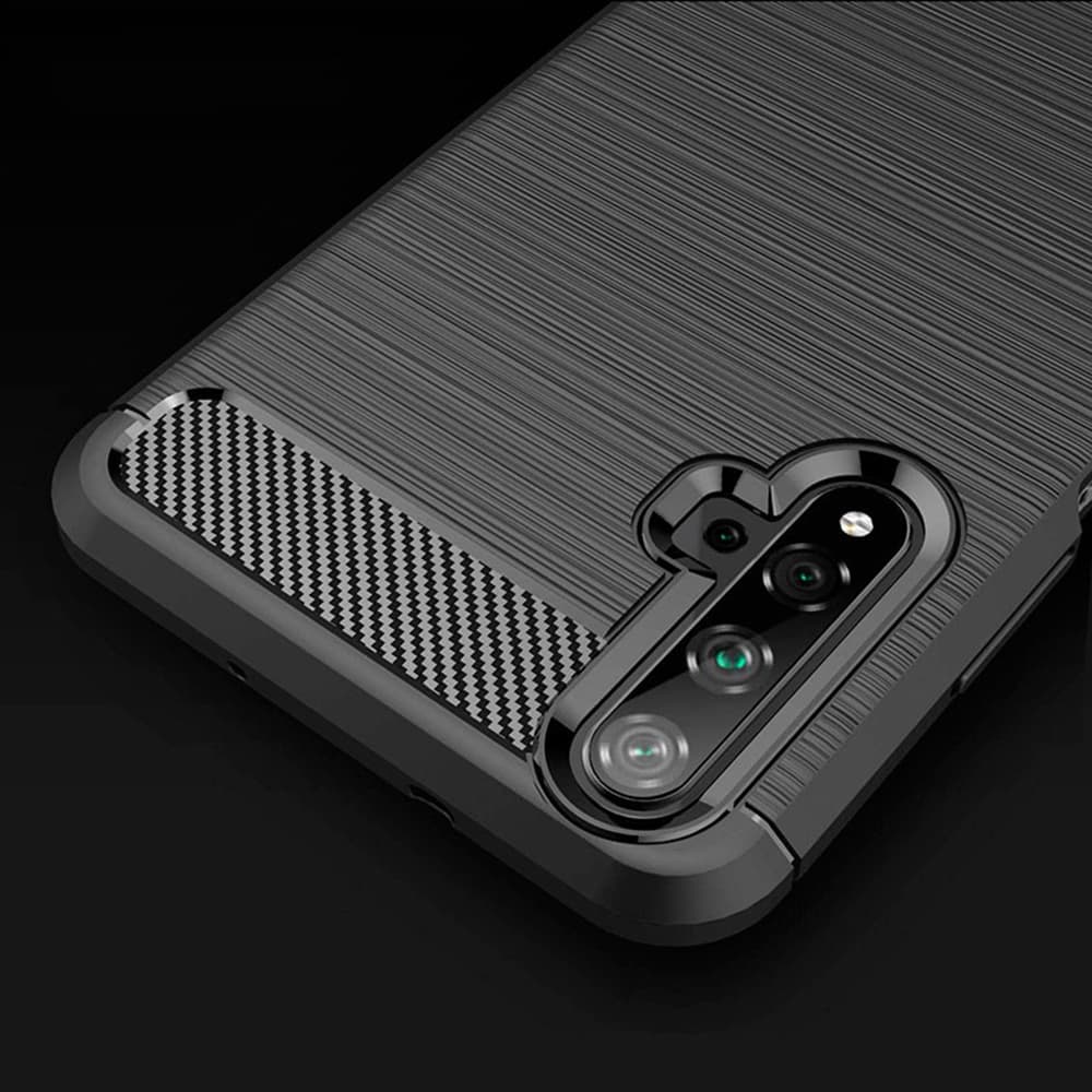 Techsuit Karbon Silikon Huawei nova 5T Honor 20 Černý - náhled 2