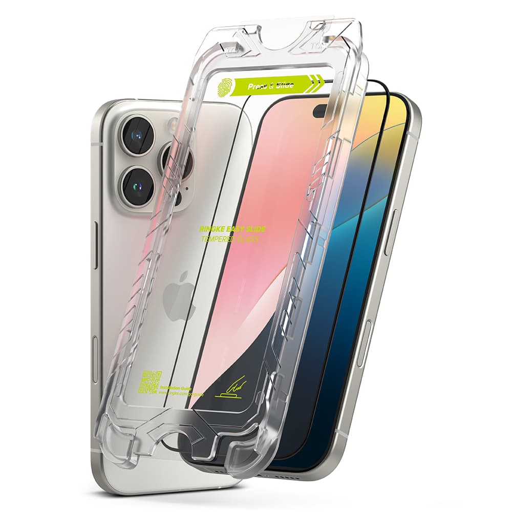 Ringke Easy Slide tvrzené sklo (2 kusy) iPhone 16 Pro Max černá - náhled 2