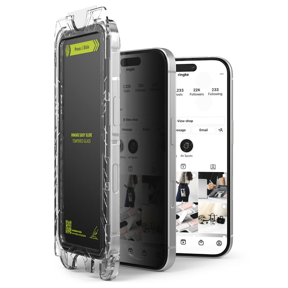 Ringke Easy Slide tvrzené sklo (2 ks) iPhone 16 Plus iPhone 15 Plus Privacy - náhled 2