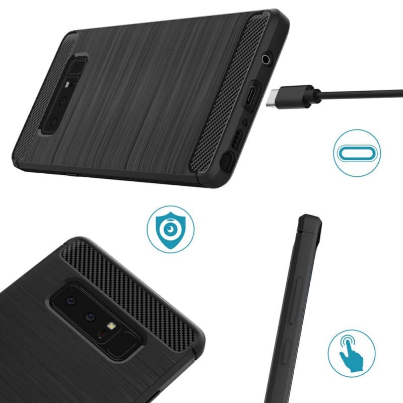 Techsuit Karbon Silikon Samsung Galaxy Note 8 Černý - náhled 2