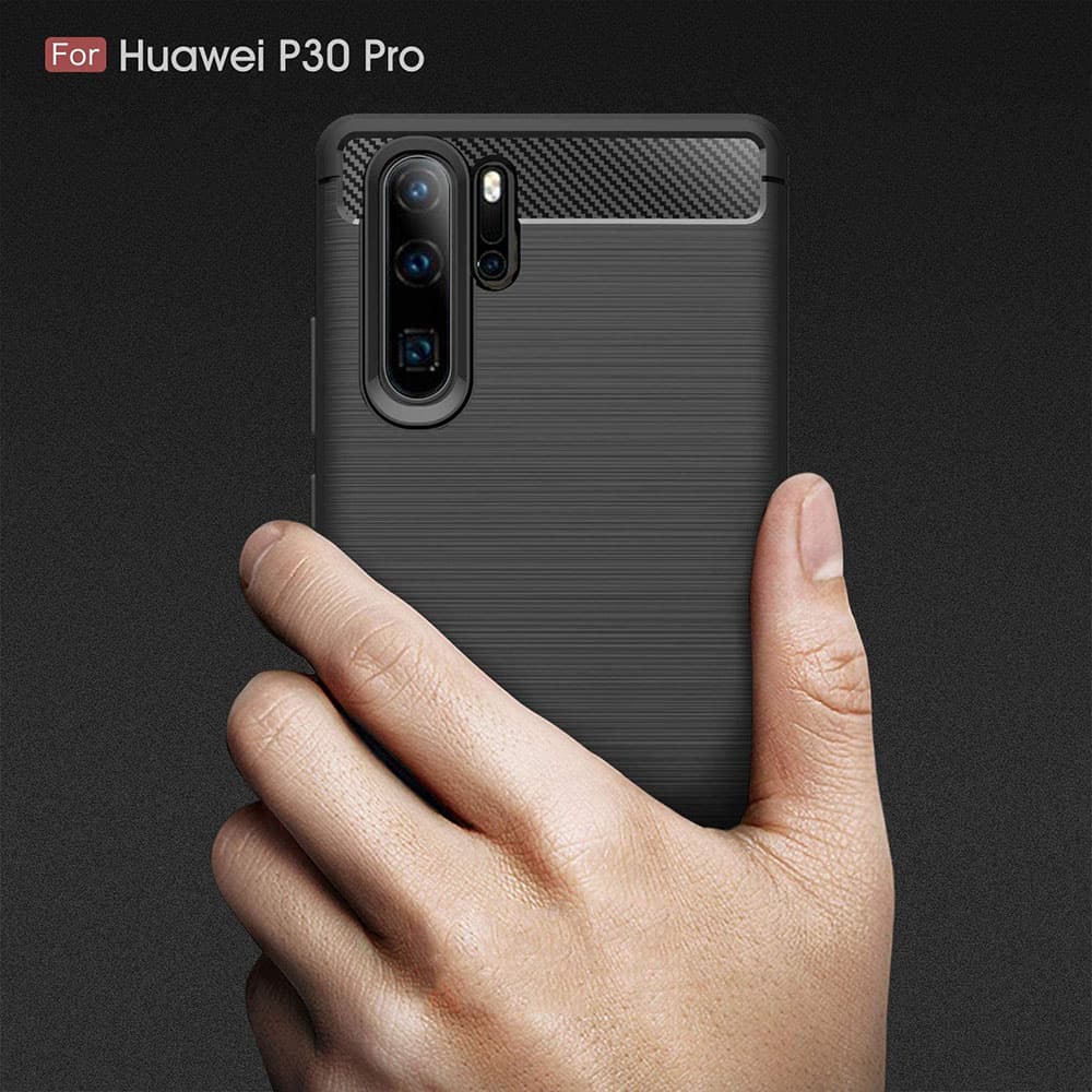 Techsuit Karbon Silikon Huawei P30 Pro P30 Pro New Edition Černá - náhled 2
