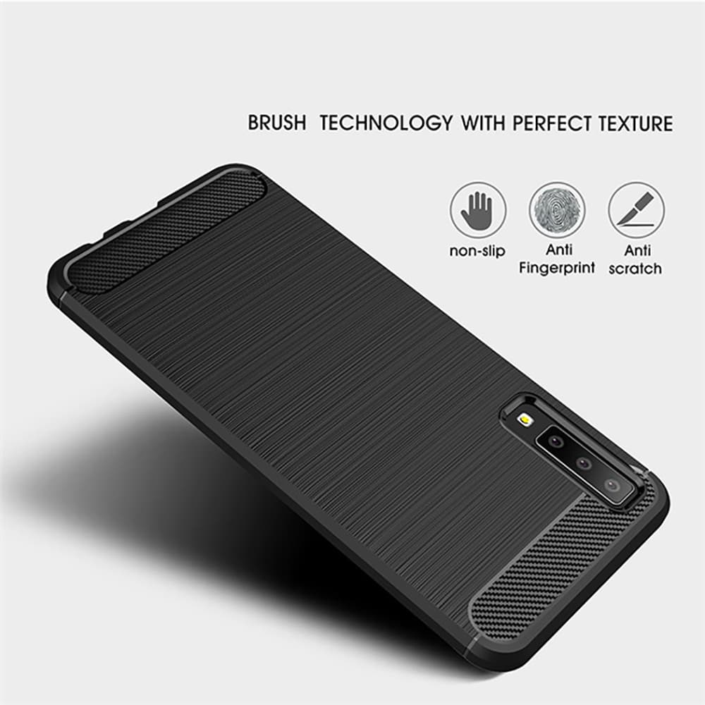 Techsuit Karbon Silikon Samsung Galaxy A7 2018 Černý - náhled 2