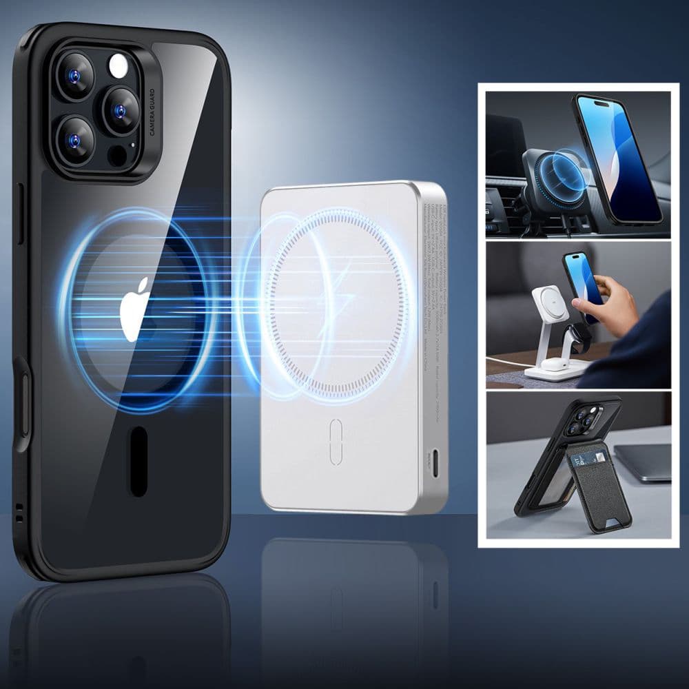 ESR Classic Hybrid HaloLock s ochranou displeje iPhone 16 Pro Max černá průhledná - náhled 2