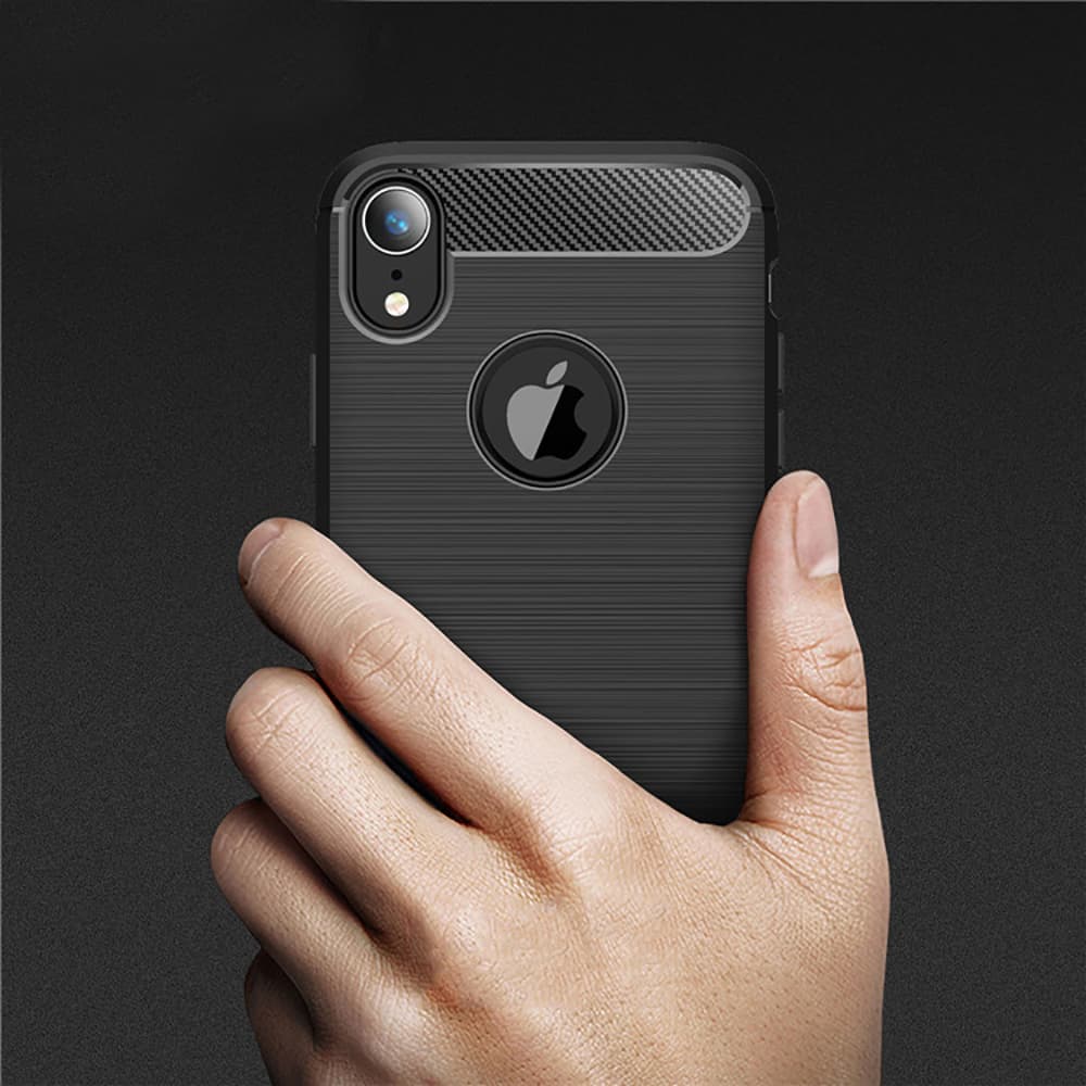 Techsuit Karbon Silikon iPhone XR Černý - náhled 2
