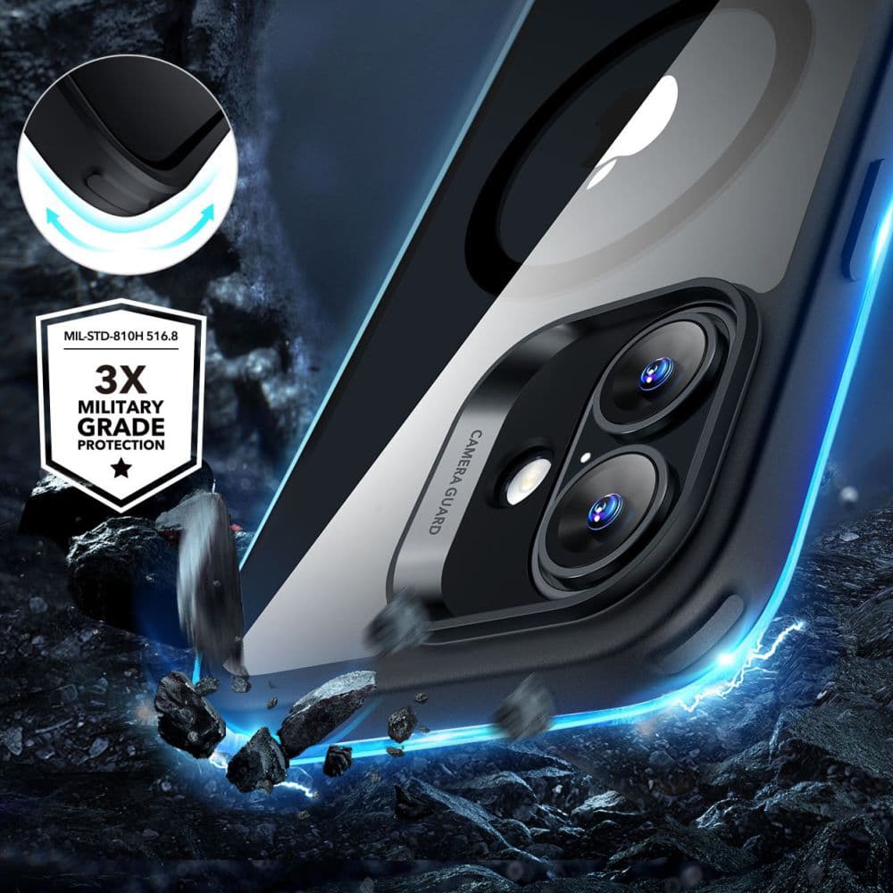 ESR Classic Hybrid HaloLock s ochranou displeje iPhone 16 Plus čirý černý - náhled 2