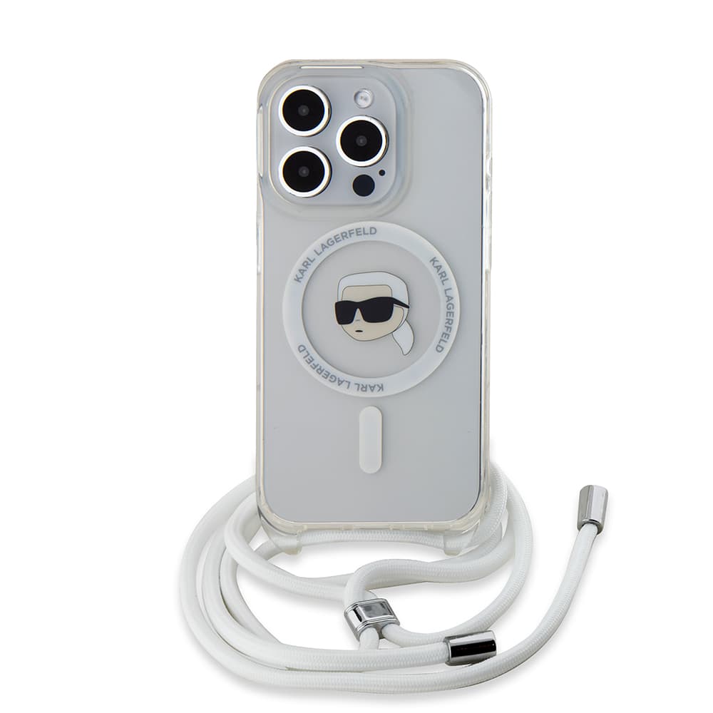 Karl Lagerfeld IML Crossbody MagSafe iPhone 15 Pro Max průhledný Karl Head - náhled 2