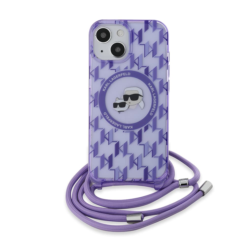 Karl Lagerfeld IML Crossbody MagSafe iPhone 15 fialová Mono Karl&amp;Choupette - náhled 2