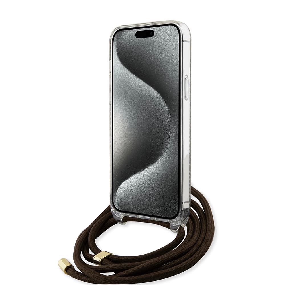 Guess Crossbody Cord 4G Print GUHCP15LHC4SEW iPhone 15 Pro hnědá - náhled 2