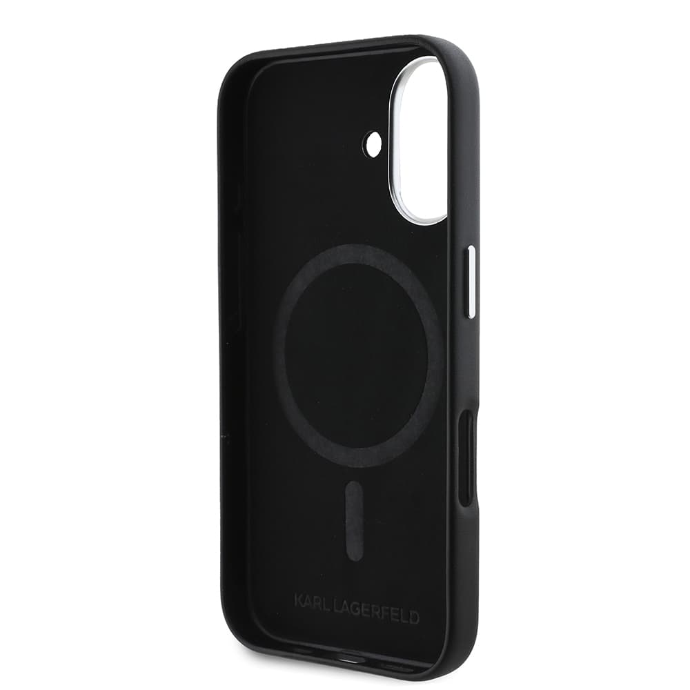 Karl Lagerfeld Leather MagSafe iPhone 16 růžová FW Metal Plate - náhled 2
