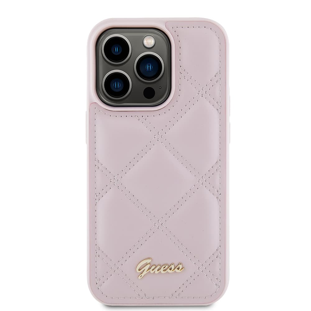 Guess Quilted Metal Logo GUHCP15LPSQSQSP iPhone 15 Pro růžová - náhled 2