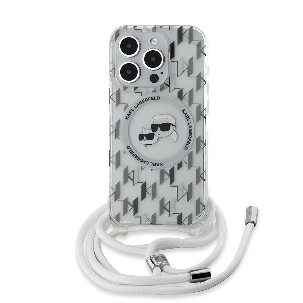 Karl Lagerfeld IML Crossbody MagSafe iPhone 15 Pro průhledný monogram Karl&amp;Choupette Head - náhled 2