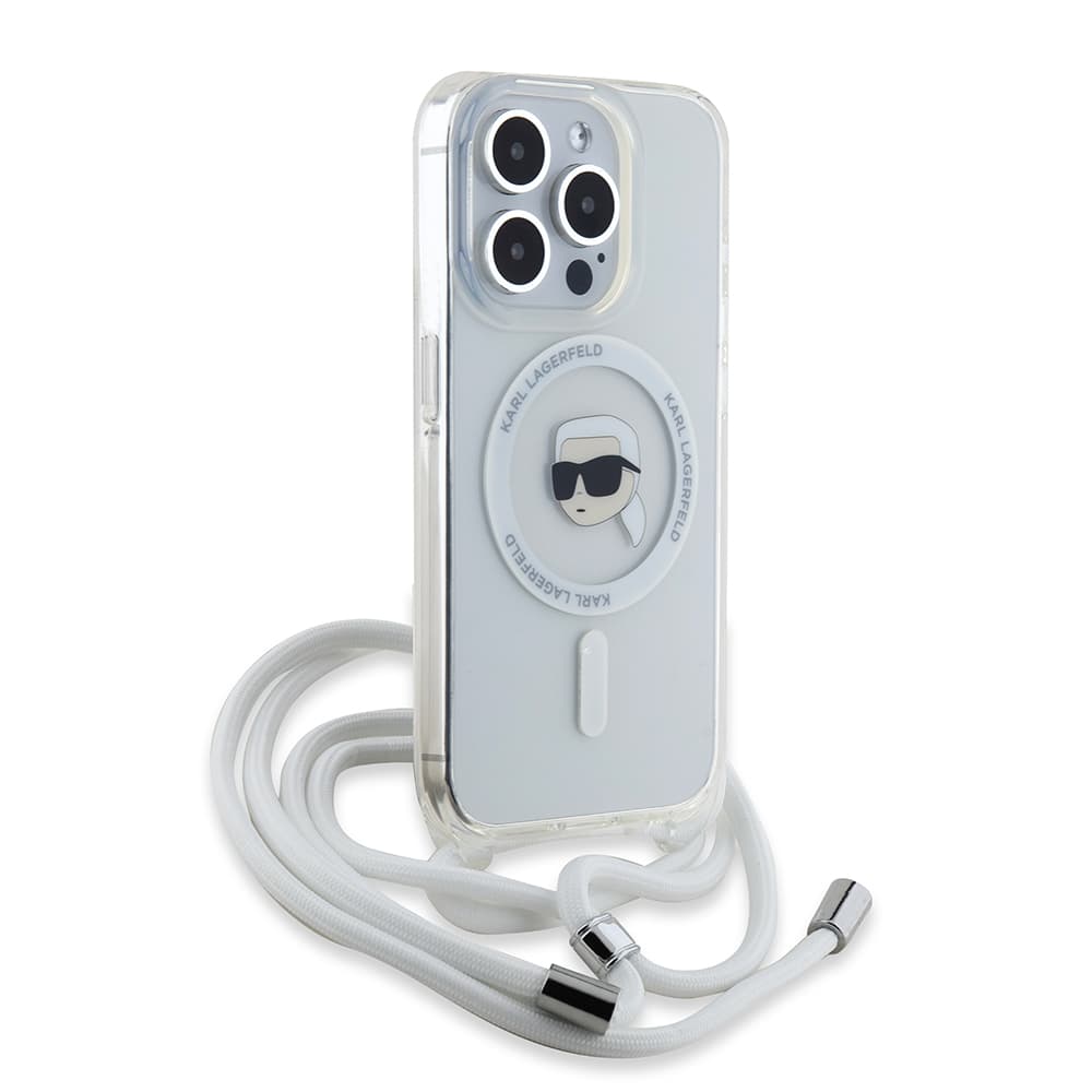 Karl Lagerfeld IML Crossbody MagSafe iPhone 15 Pro průhledný Karl Head - náhled 2