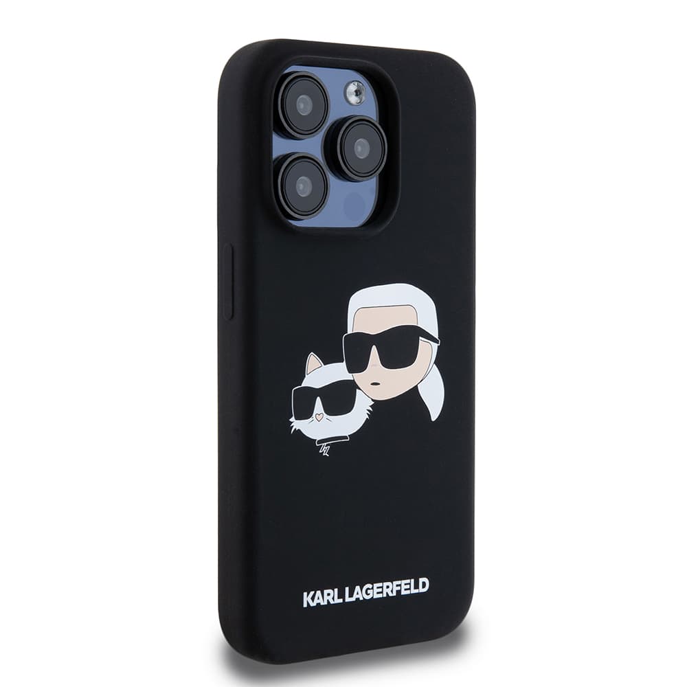 Karl Lagerfeld Silicone MagSafe iPhone 15 Pro Karl&amp;Choupette Head růžová - náhled 2