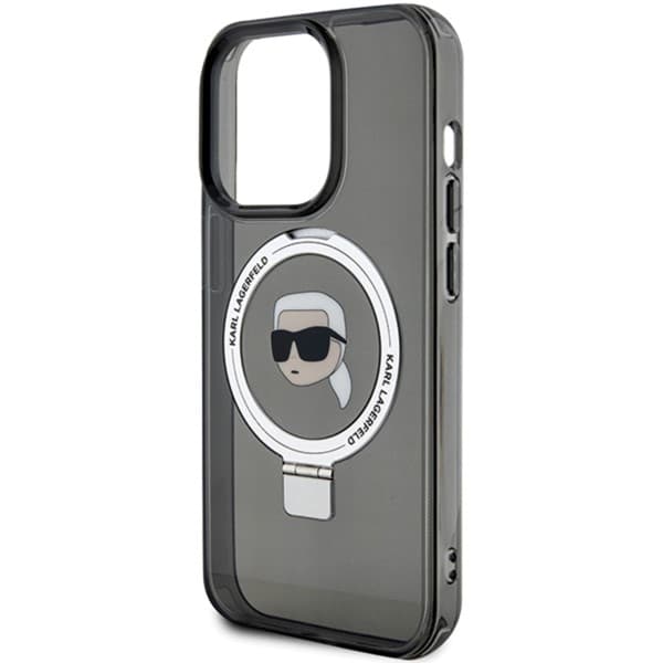 Karl Lagerfeld Hardcase Ring Stand MagSafe iPhone 15 Pro Karl Head černá - náhled 2