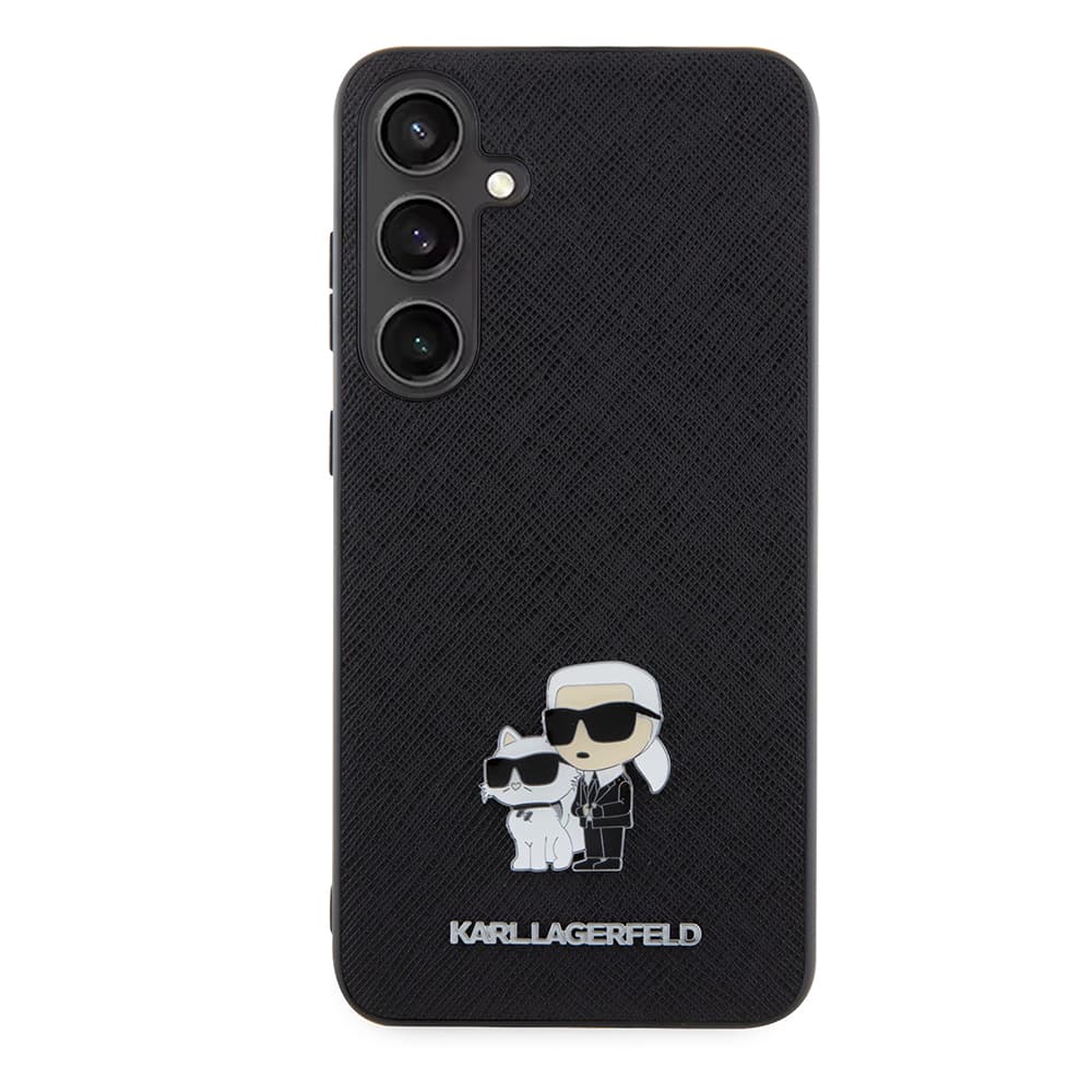 Karl Lagerfeld Saffiano pouzdro růžové pro Samsung Galaxy S24 Plus Karl&amp;Choupette Metal Pin - náhled 2