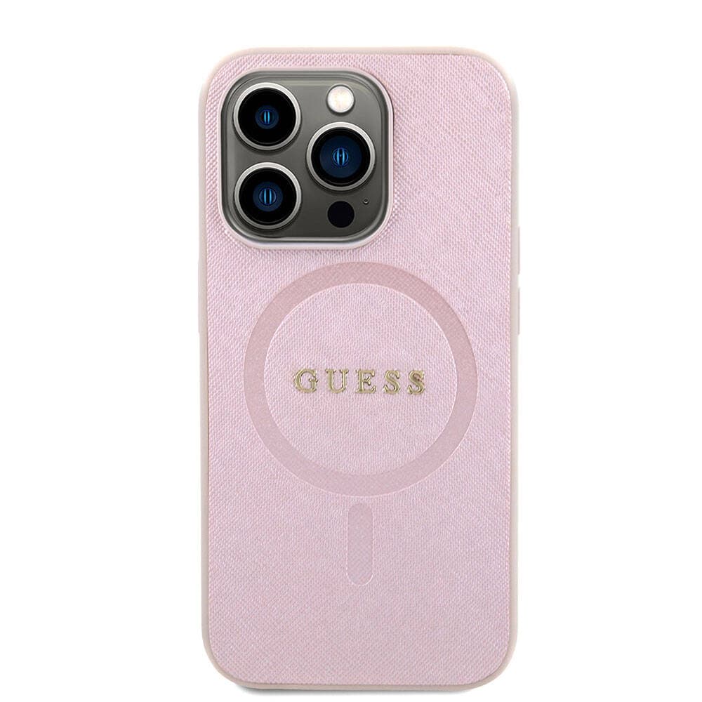 Guess Saffiano MagSafe pouzdro iPhone 15 Pro růžová - náhled 2