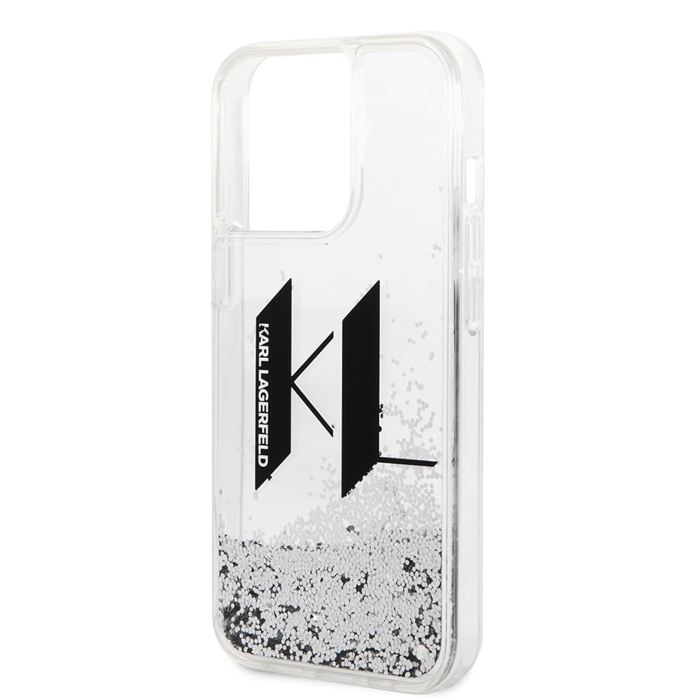 Karl Lagerfeld Hardcase Liquid Glitter iPhone 14 Pro velký KL černá - náhled 2