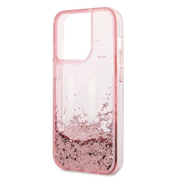 Karl Lagerfeld pouzdro Glitter iPhone 14 Pro růžové Liquid Big KL - náhled 2