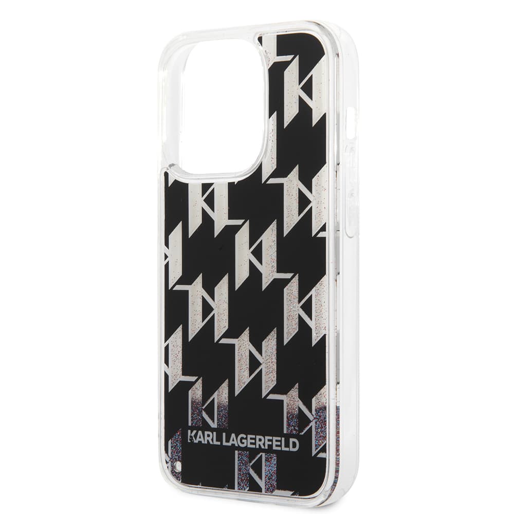 Karl Lagerfeld Hardcase Liquid Glitter iPhone 14 Pro Monogram stříbrná - náhled 2