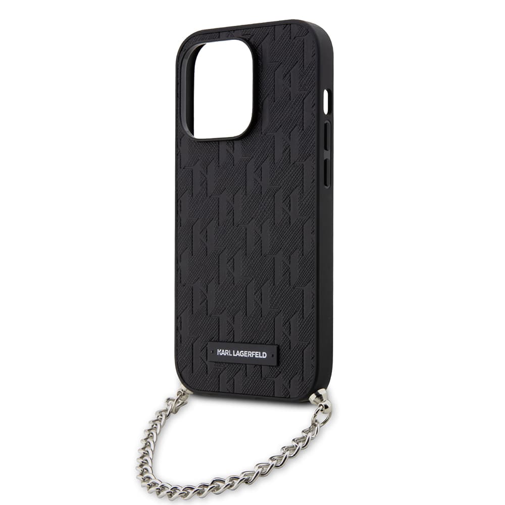 Karl Lagerfeld Saffiano Monogram Chain pro iPhone 14 Pro černá - náhled 2