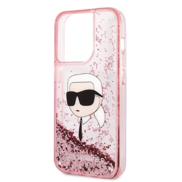 Karl Lagerfeld Hardcase Glitter iPhone 14 Pro růžová Karl Head - náhled 2