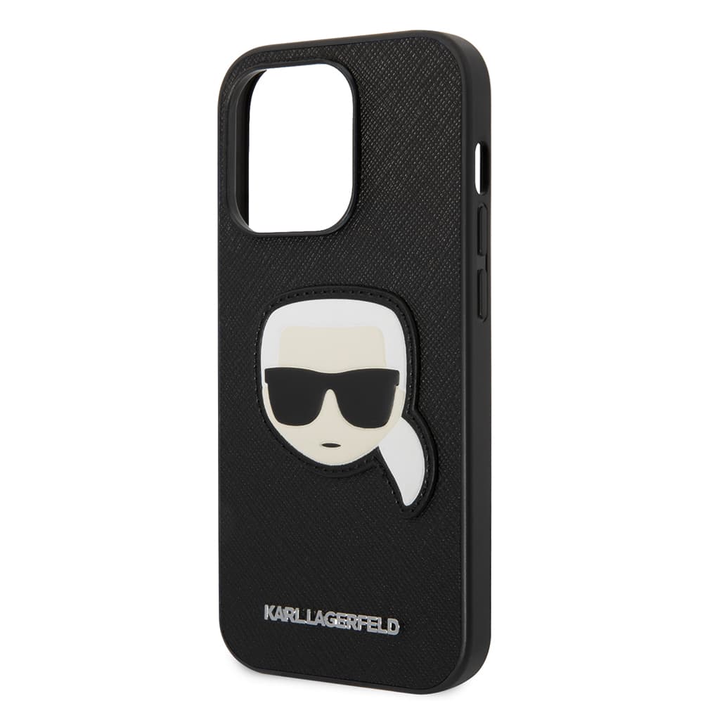 Karl Lagerfeld Saffiano pouzdro iPhone 14 Pro Karlova hlava khaki - náhled 2