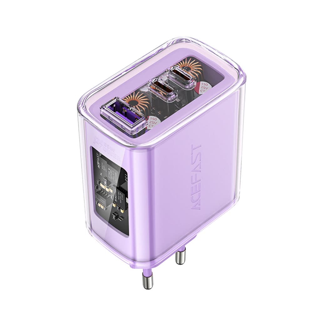 Acefast nabíječka do zdi Exploration Series A45 2x USB-C USB GaN PD65W rychlé nabíjení fialová - náhled 2